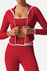 Women Color Block Naked Feel Zip Jacket