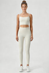 Women's Yoga Sets:Twist-Back Bra And Mesh Panel Leggings