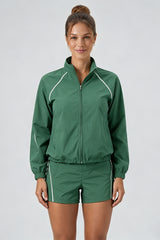 Women's Outdoor Color-Matched Casual Jacket And Shorts Sets