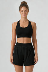 Women's Athletic Sets:U-neck Bra&Shorts With Built-In Liner