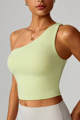 Women Asymmetric Strap Waist-Cinching Yoga Vest