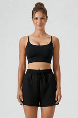 Women Sports Sets:Thin Strap Bra And  Side Pocket Shorts