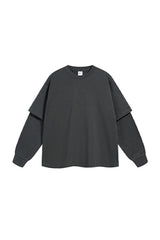 Men/Women Casual Loose Fit Long Sleeve Layered T-Shirt
