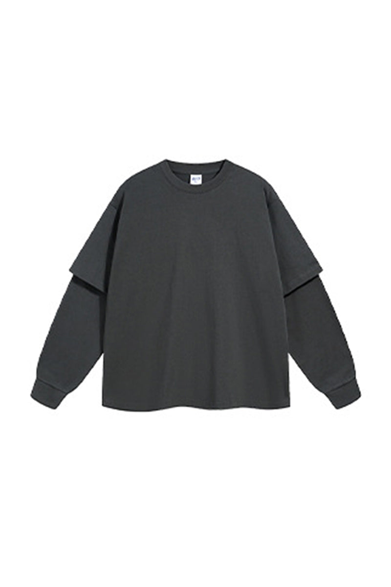 Men/Women Casual Loose Fit Long Sleeve Layered T-Shirt