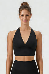 Women's DeepV-Neck Halter Racerback Sports Bra