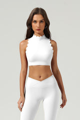 Women's Athletic Petal Mock-Neck Backless Tank Top