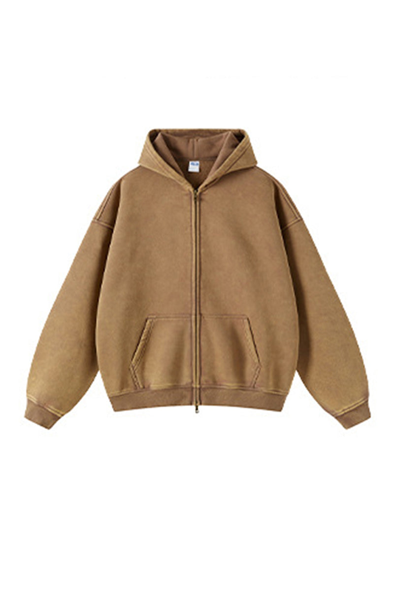 Unisex Wax-Dye Washed Fleece Hoodie