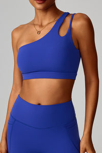Women Asymmetric Strap Back-Cutout Yoga Sports Bra
