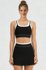 Women's Color Block Two-Piece Sets:Bra And Skirt