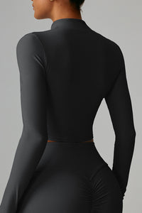 Women Zippered Slim Fit Running Yoga Long Sleeve Jacket