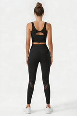 Women's Yoga Sets:Butterfly Back Bra And Mesh Panel Leggings