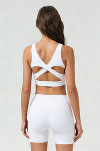 Women's Athletic Set:Cross Back Bra And Cross Waist Shorts