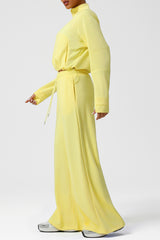 Women Casual Sporty Set: Half Zip Pullover + Wide Leg Pants