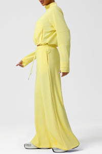 Women Casual Sporty Set: Half Zip Pullover + Wide Leg Pants