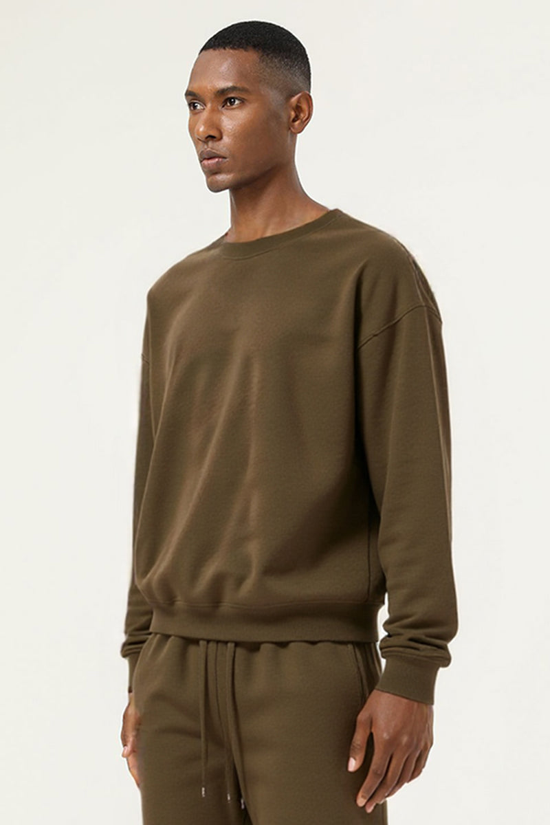 Men's Athletic Pure Color Round neck  Fleece Pullover