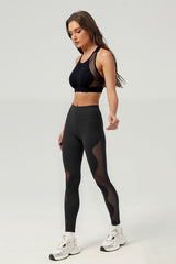 Women's Mesh-Paneled Set:Bra And High Waist Leggings