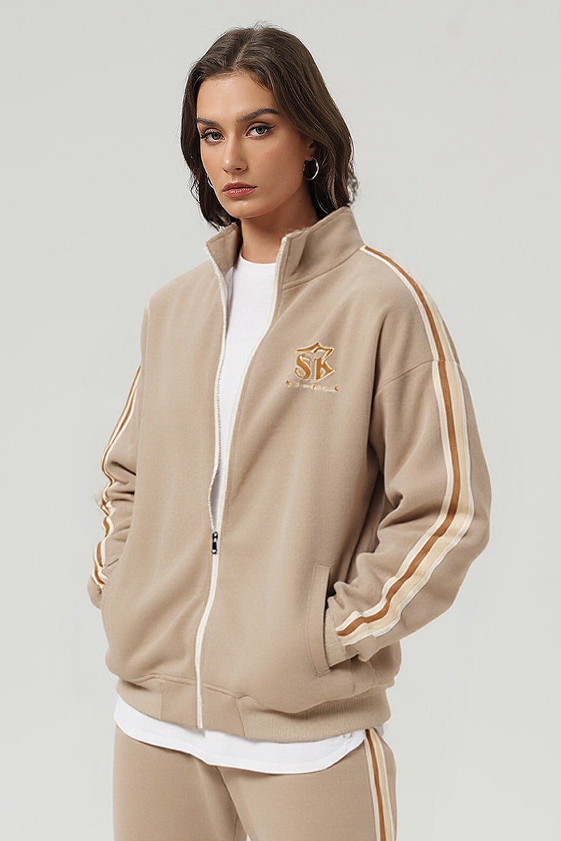 Unisex Casual Embroidered Striped Loose Jacket