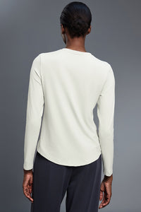 Women Relaxed-Fit Round-Neck Quick-Dry Yoga Workout Long Sleeve Top