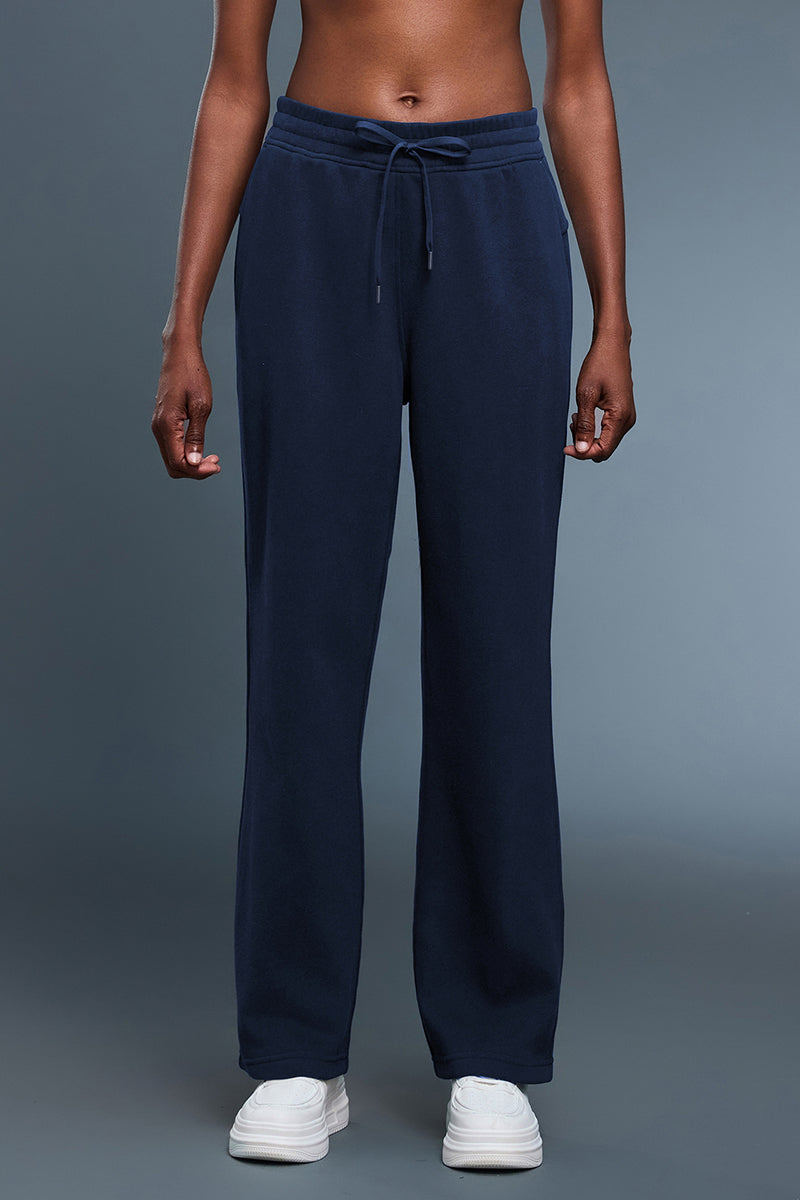 Women Loose Fleece-Lined Straight-Leg Comfortable Casual Workout Pants