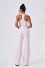 Women Square-Neck Cross-Back Yoga Set: Adjustable Sports Bra + Wide-Leg Pants