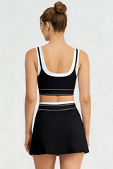 Women's Color Block Two-Piece Sets:Bra And Skirt
