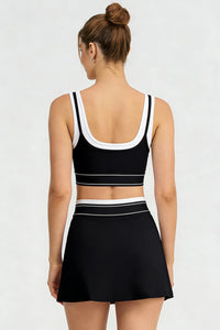 Women's Color Block Two-Piece Sets:Bra And Skirt