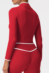 Women Color Block Naked Feel Zip Jacket