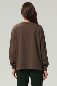 Unisex Heavyweight Oversize Long Sleeve Tee: Retro Textured Fabric Round Neck Design