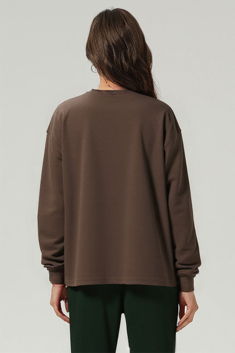 Unisex Heavyweight Oversize Long Sleeve Tee: Retro Textured Fabric Round Neck Design