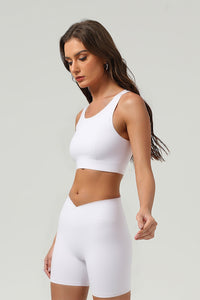 Women's Athletic Set:Cross Back Bra And Cross Waist Shorts