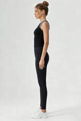 Women's Sports Sets:Half-Zip Color Block Bra And Leggings