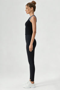 Women's Sports Sets:Half-Zip Color Block Bra And Leggings