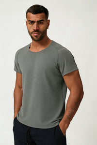 Men's Summer Round Neck Cooling Solid Sports T-shirt