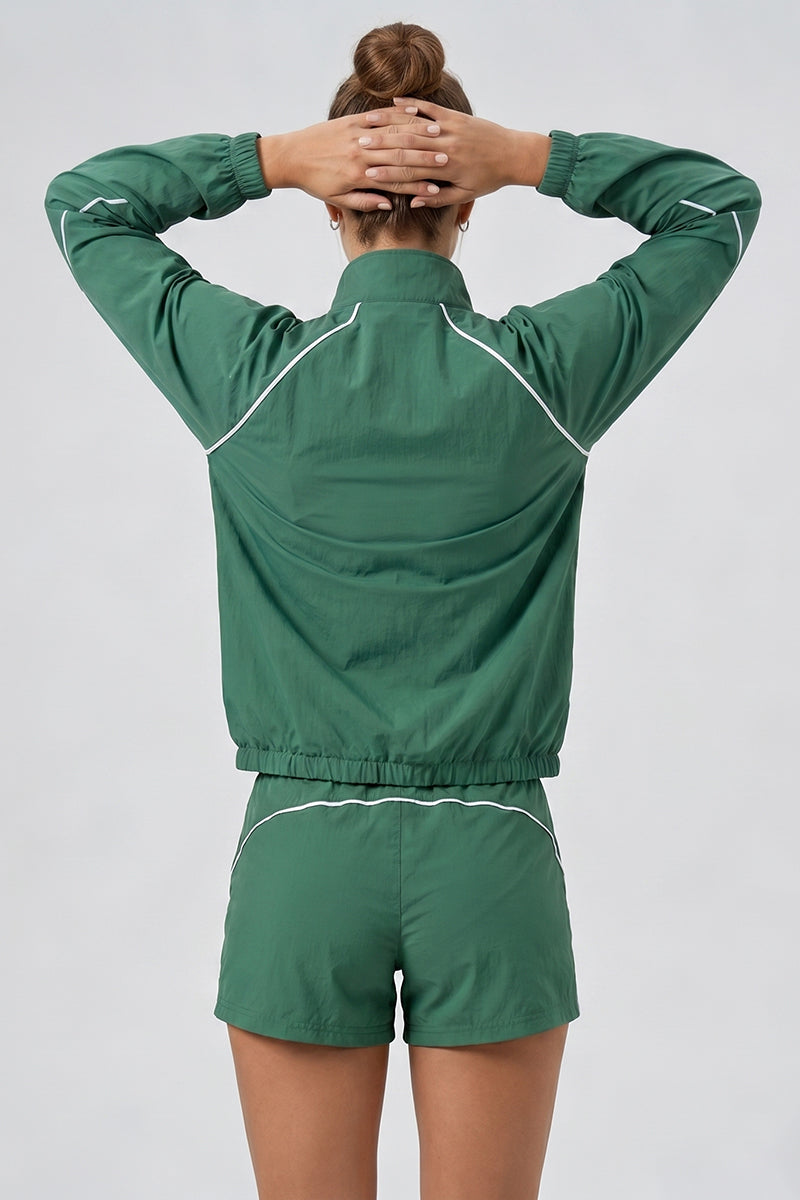 Women's Outdoor Color-Matched Casual Jacket And Shorts Sets