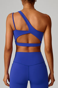 Women Asymmetric Strap Back-Cutout Yoga Sports Bra