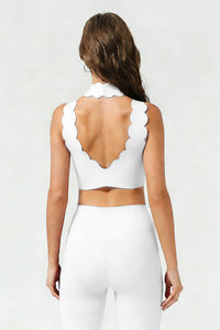 Women's Athletic Petal Mock-Neck Backless Tank Top