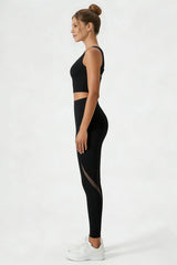 Women's Yoga Sets:Butterfly Back Bra And Mesh Panel Leggings