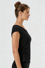 Women's Summer V-neck Pleated Sleeveless Cut Out Tank Top