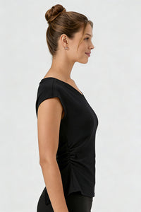 Women's Summer V-neck Pleated Sleeveless Cut Out Tank Top