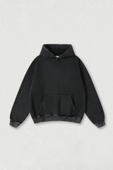 Heavyweight fleece hooded washed sweatshirt