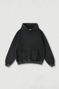 Heavyweight fleece hooded washed sweatshirt