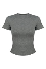 Women's Summer Slim Fit Crew Neck Solid Sports T-Shirt