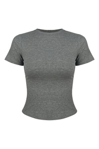 Women's Summer Slim Fit Crew Neck Solid Sports T-Shirt