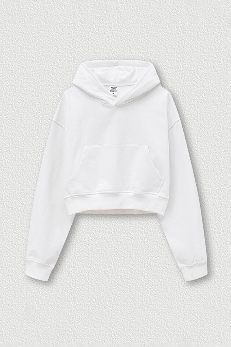 Women's Big Pocket Hooded Sweatshirt Cropped Top