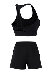 Women's Athletic Sets:U-neck Bra&Shorts With Built-In Liner