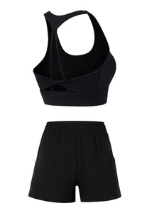 Women's Athletic Sets:U-neck Bra&Shorts With Built-In Liner