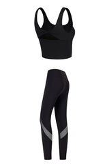 Women's Yoga Sets:Butterfly Back Bra And Mesh Panel Leggings