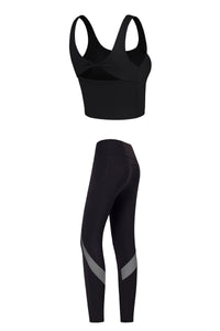 Women's Yoga Sets:Butterfly Back Bra And Mesh Panel Leggings
