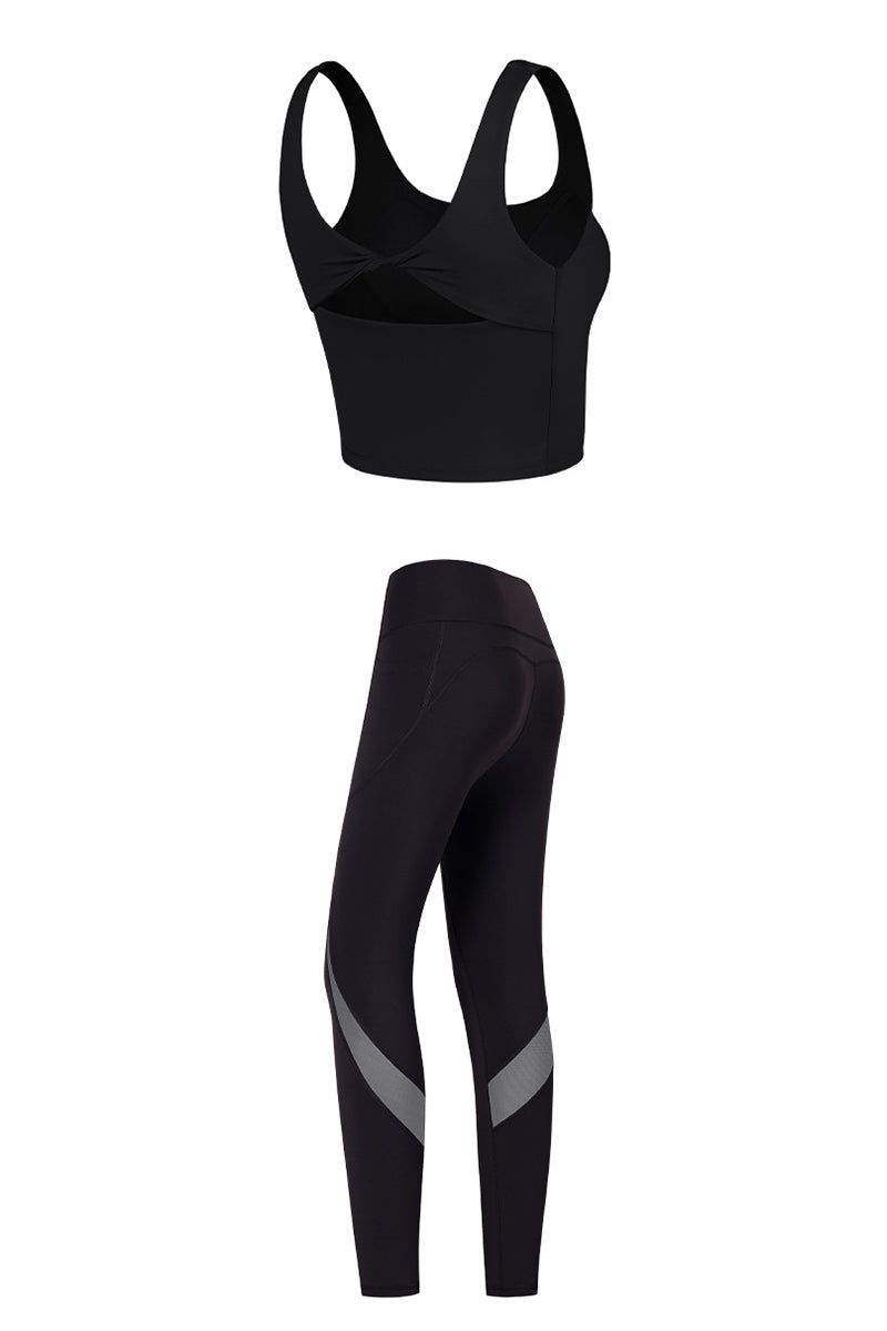 Women's Yoga Sets:Butterfly Back Bra And Mesh Panel Leggings
