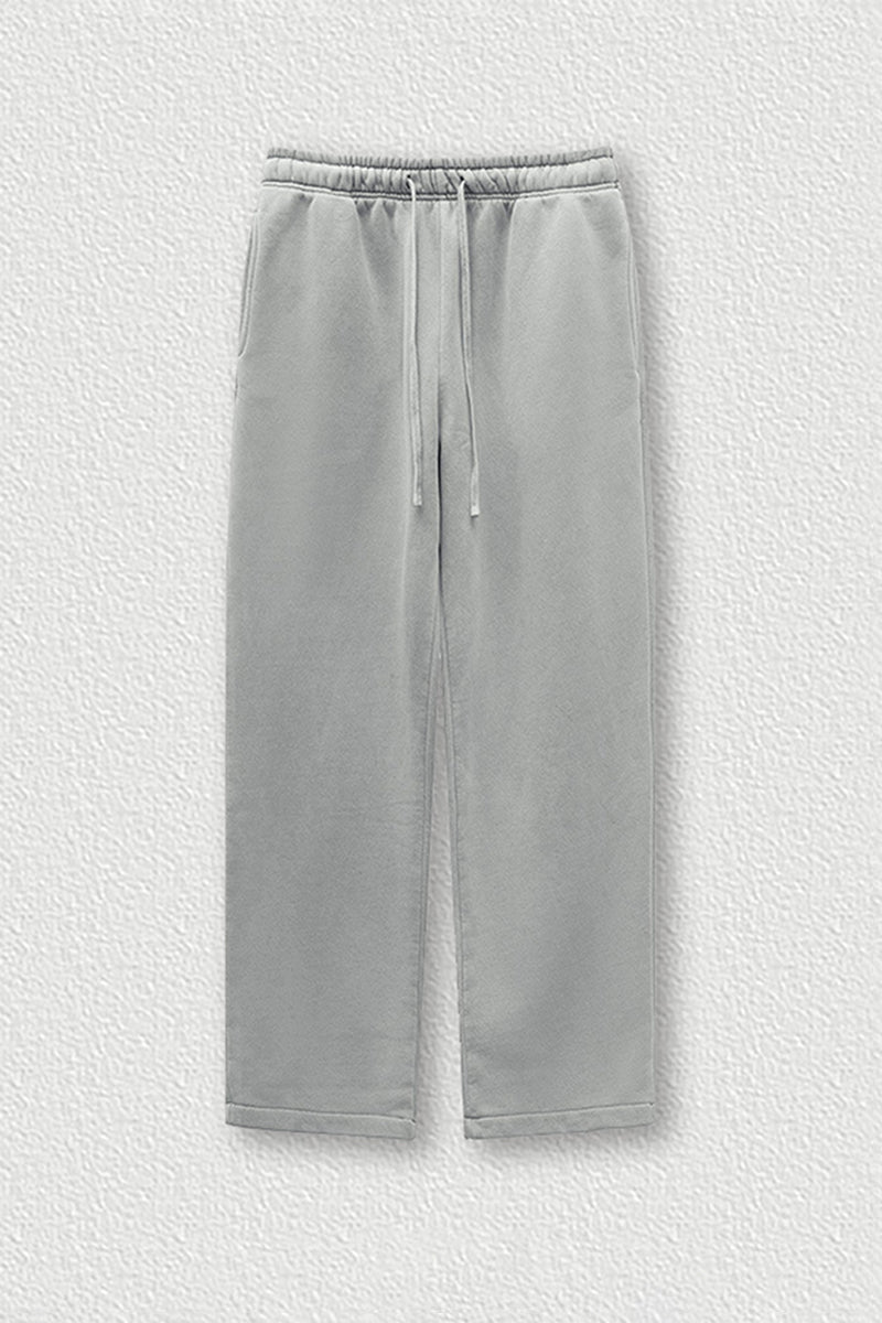 Fleece-Lined Straight Leg Sweatpants - Washed Knit Joggers for Casual & Sport